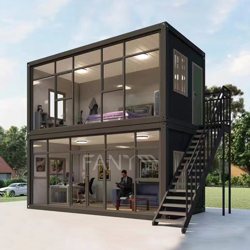 Stylish Prefab Container House – Modern Design with 50mm/75mm/100mm Sandwich Panels | Customizable Sizes (20FT/40FT) | Steel, Wooden, Log Options | Ideal for Offices, Hotels, Villas, and Warehouses | Portable and Eco-friendly with CE Certification