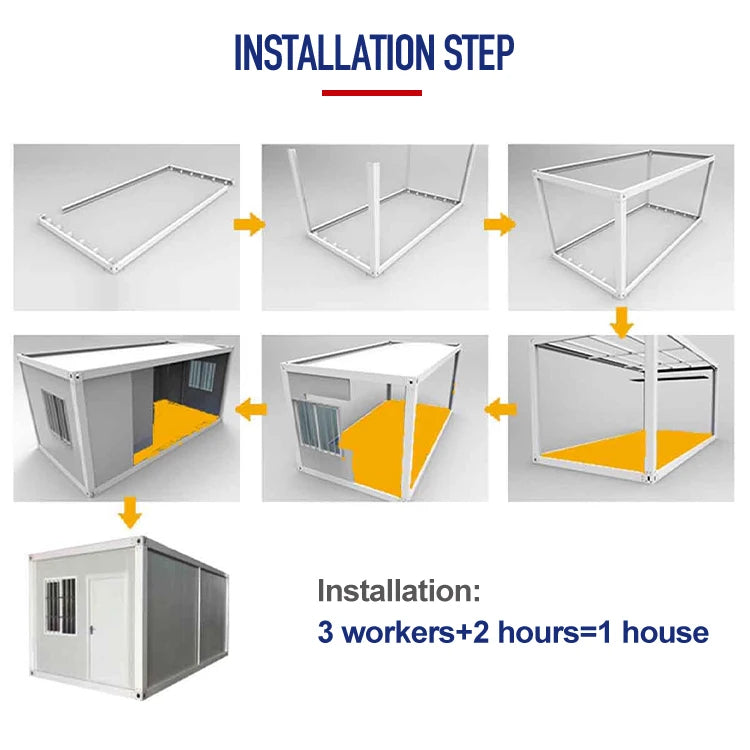 Flat Pack Detachable Container Office - Easy Assembly, Custom 20ft/40ft Sizes, Durable Sandwich Panels & Steel, Mediterranean Style, 5-Year Warranty