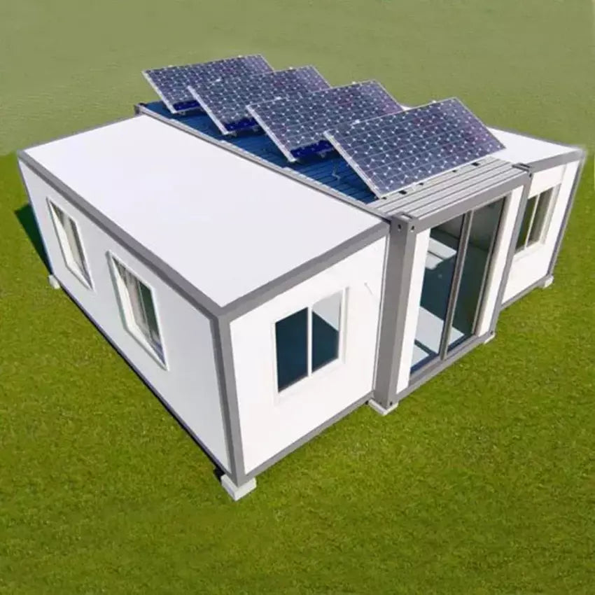 Solar Foldable Modular Expandable 2 Bedroom Prefab House 2 Room 40 Ft Expandable Container House, Gray White