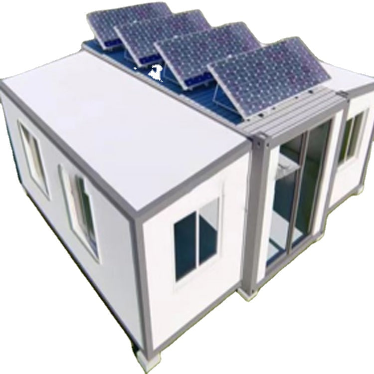 Solar Foldable Modular Expandable 2 Bedroom Prefab House 2 Room 40 Ft Expandable Container House, Gray White