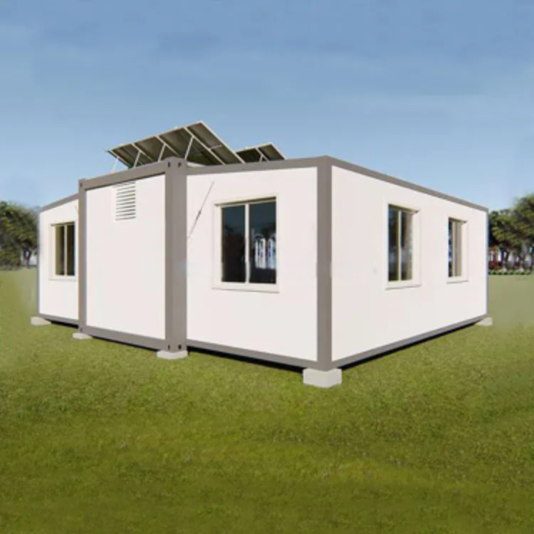 Solar Foldable Modular Expandable 2 Bedroom Prefab House 2 Room 40 Ft Expandable Container House, Gray White