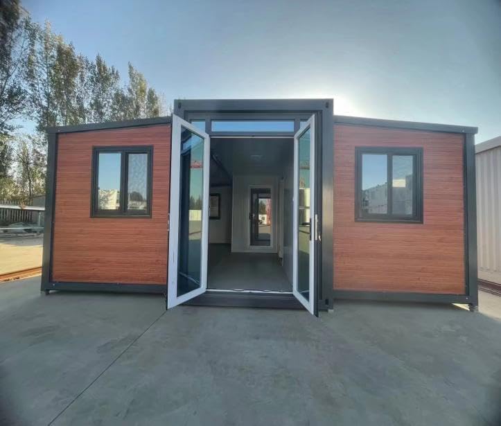 Tiny Homes 20FT Tiny House to Live in,Portable Prefab House with 4 Bedroom,1 Full Equiped Bathroom and Kitchen,Prefabricated Container House for Adults Living,Foldable