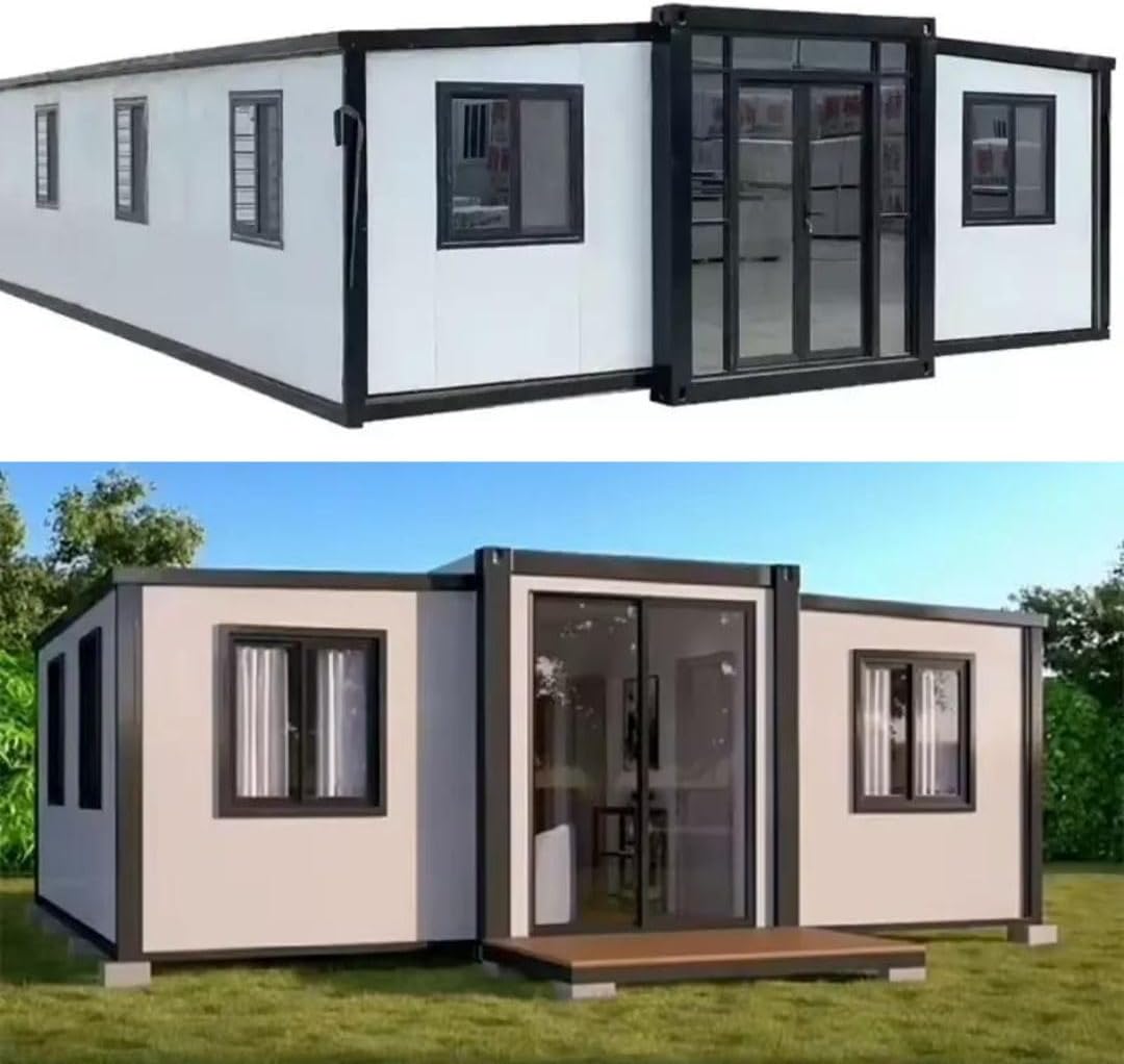 Prefab Tiny Home, White, Mobile House with Bathroom & Kitchen, Galvanized Frame, Waterproof, Modern Style 40ft, Model 2