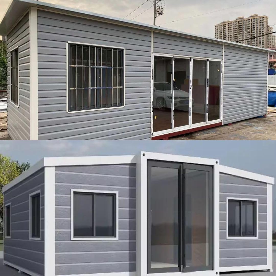 Prefab Tiny Home, White, Mobile House with Bathroom & Kitchen, Galvanized Frame, Waterproof, Modern Style 40ft, Model 2