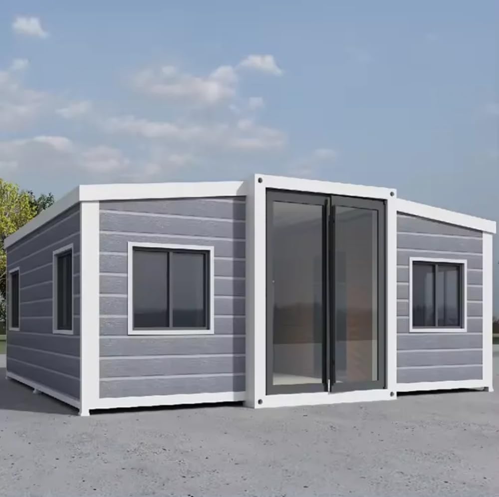 Prefab Tiny Home, White, Mobile House with Bathroom & Kitchen, Galvanized Frame, Waterproof, Modern Style 40ft, Model 2