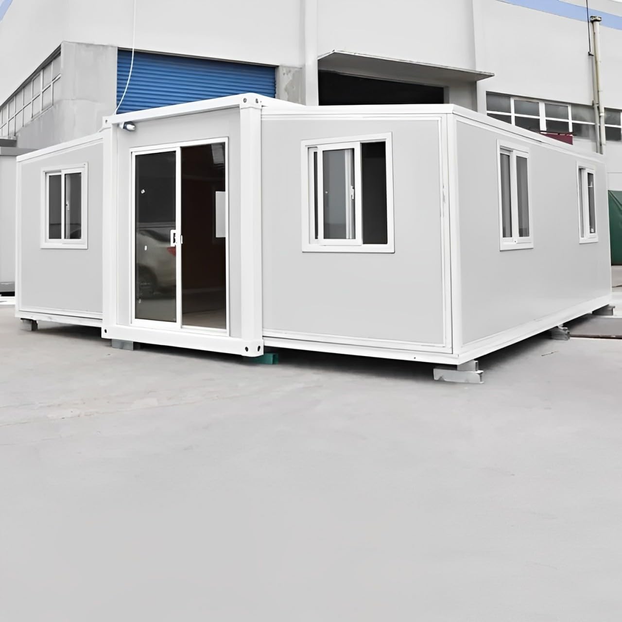 Portable Prefabricated Tiny House to Live in 19x20ft, Mobile Expandable Plastic Prefab House Including 1 Bathroom & Shower Inside for Living, Booth, Office, Guard House, Shop, Villa, Warehouse