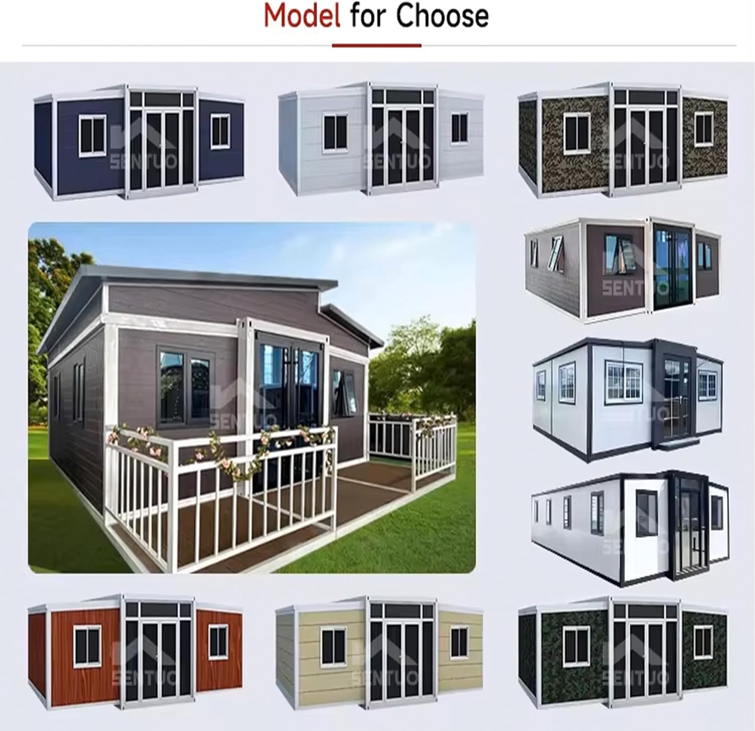 Portable Prefabricated Tiny House 20X20ft, Mobile Expandable House, Outdoor Storage, Modern Study Steel Storage House with Restroom, Kitchen, Cabinet, Sink, Outlets & Free Electric Water Heater